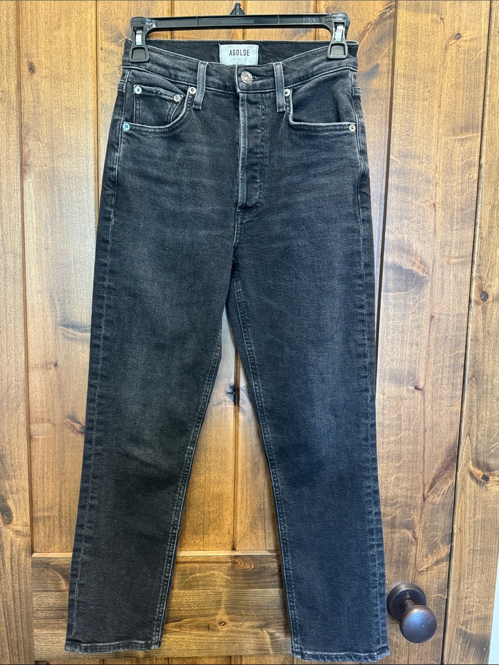 Agolde Black Slim Straight Jeans